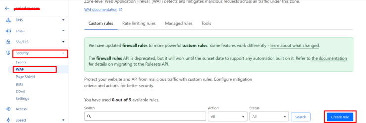 Konfigurasi Firewall rule cloudflare